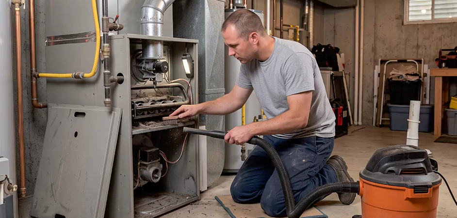 Burner and Heater Compartment Lint Removal in Toms River